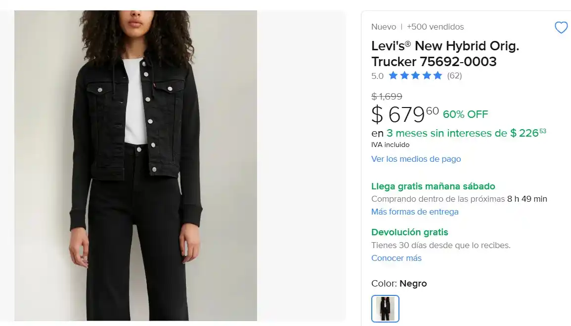 Image from Ofertas Mercado Libre: Levi's® New Hybrid Orig. Trucker 75692-0003. *Tallas XS, S y XL.* De $...