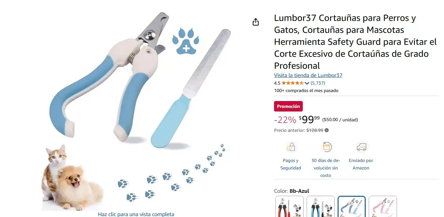 Image from Ofertas Mercado Libre: Lumbor37 Cortauñas para Perros y Gatos, Cortauñas para Mascotas Herram...