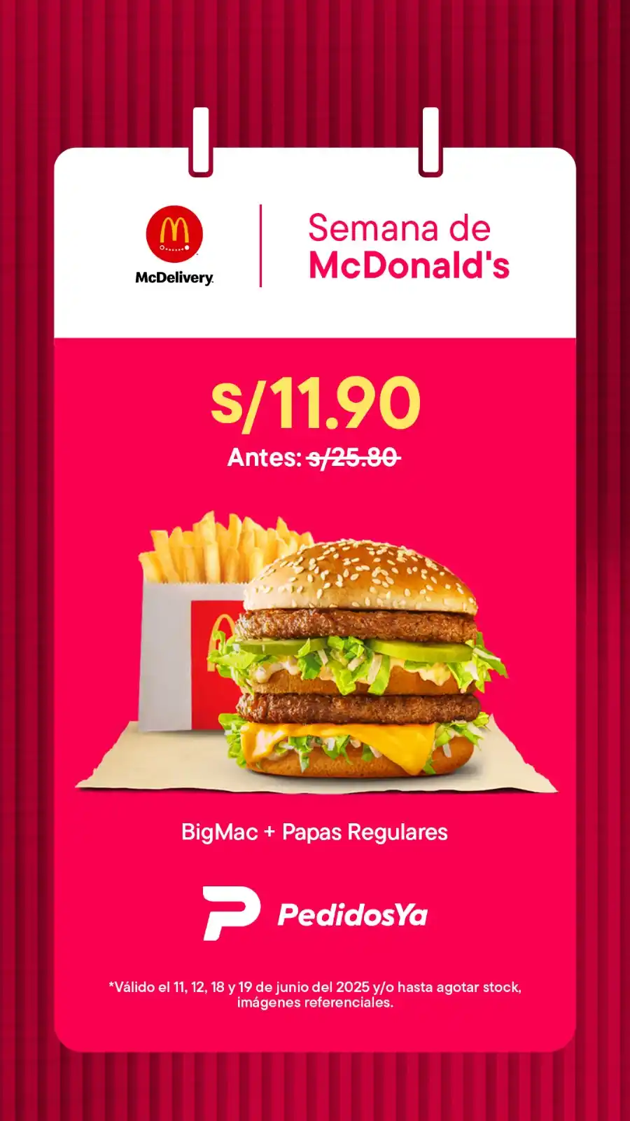 Image from PedidosYa Perú: 🍔 ¡Seguimos con la *Semana de McDonald's* en PedidosYa! 🍟 Llévate tu...