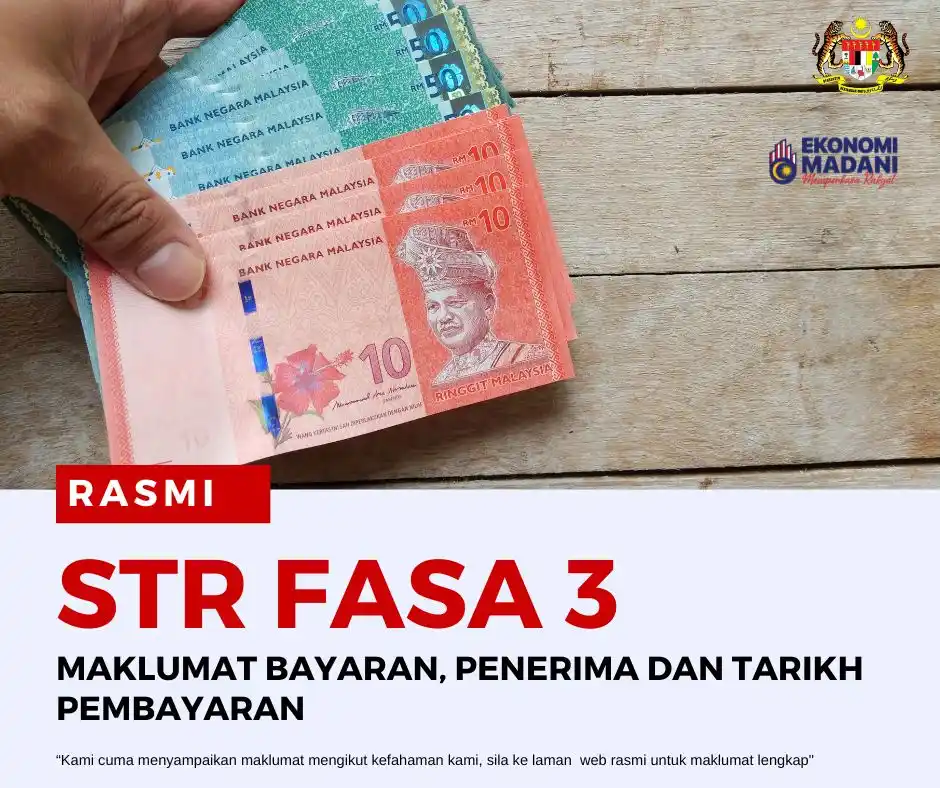 Image from Info Jawatan Kosong Kerajaan & Swasta ✅: *STR FASA 3: MAKLUMAT BAYARAN, PENERIMA DAN TARIKH PEMBAYARAN* Untuk ...