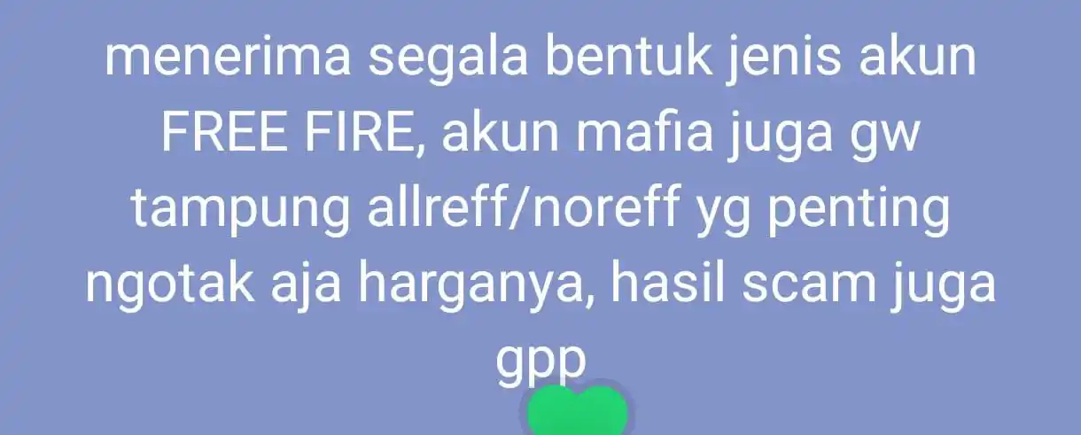 Image from Kringkun: tawarin ff berapapun masuk utamain sg2 ungu / opm proses cpat cair cep...
