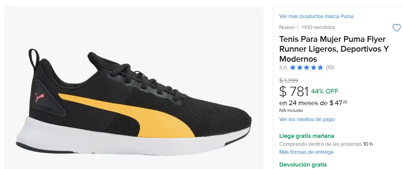 Image from Ofertas Mercado Libre: Tenis Para Mujer Puma Flyer Runner Ligeros, Deportivos Y Modernos. *Ta...