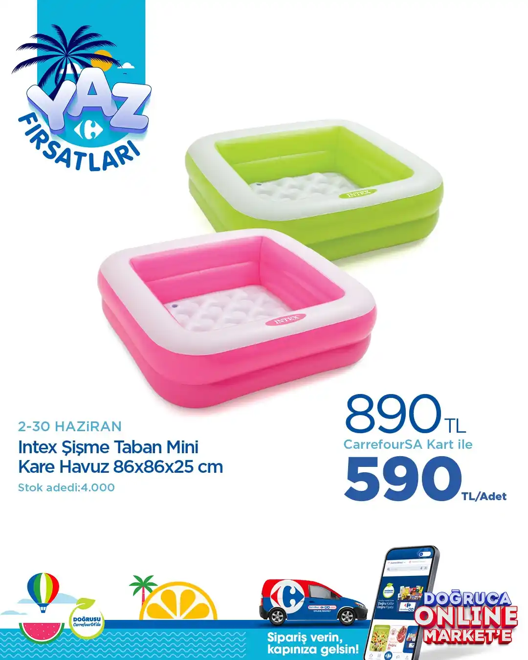 Image from CarrefourSA: Terliklerden valizlere, elbiselerden şişme havuzlara çeşit çeşit üründ...