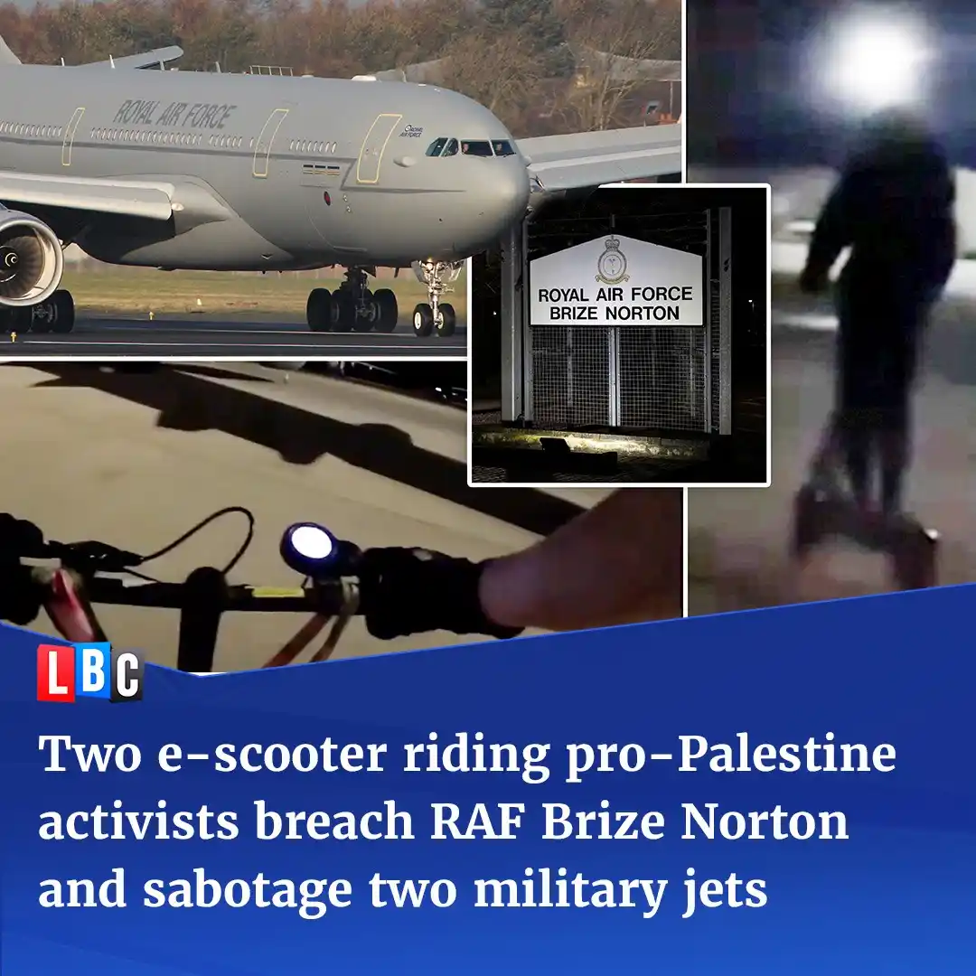 Image from LBC : Video footage posted online shows the pair riding electric scooters ac...