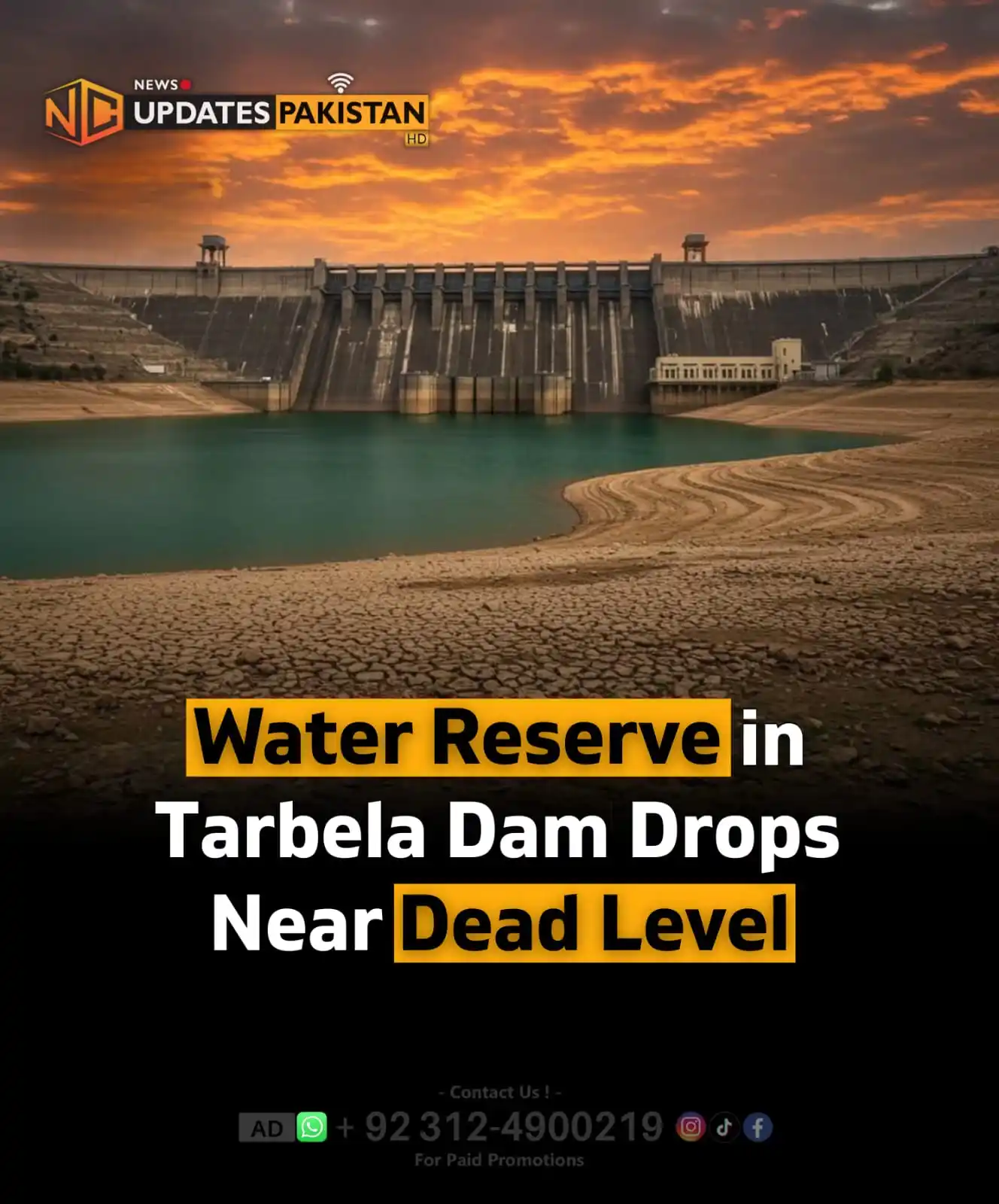 Image from NC Updates Pakistan: Water reserves in Tarbela Dam, Pakistan's largest reservoir, have drop...