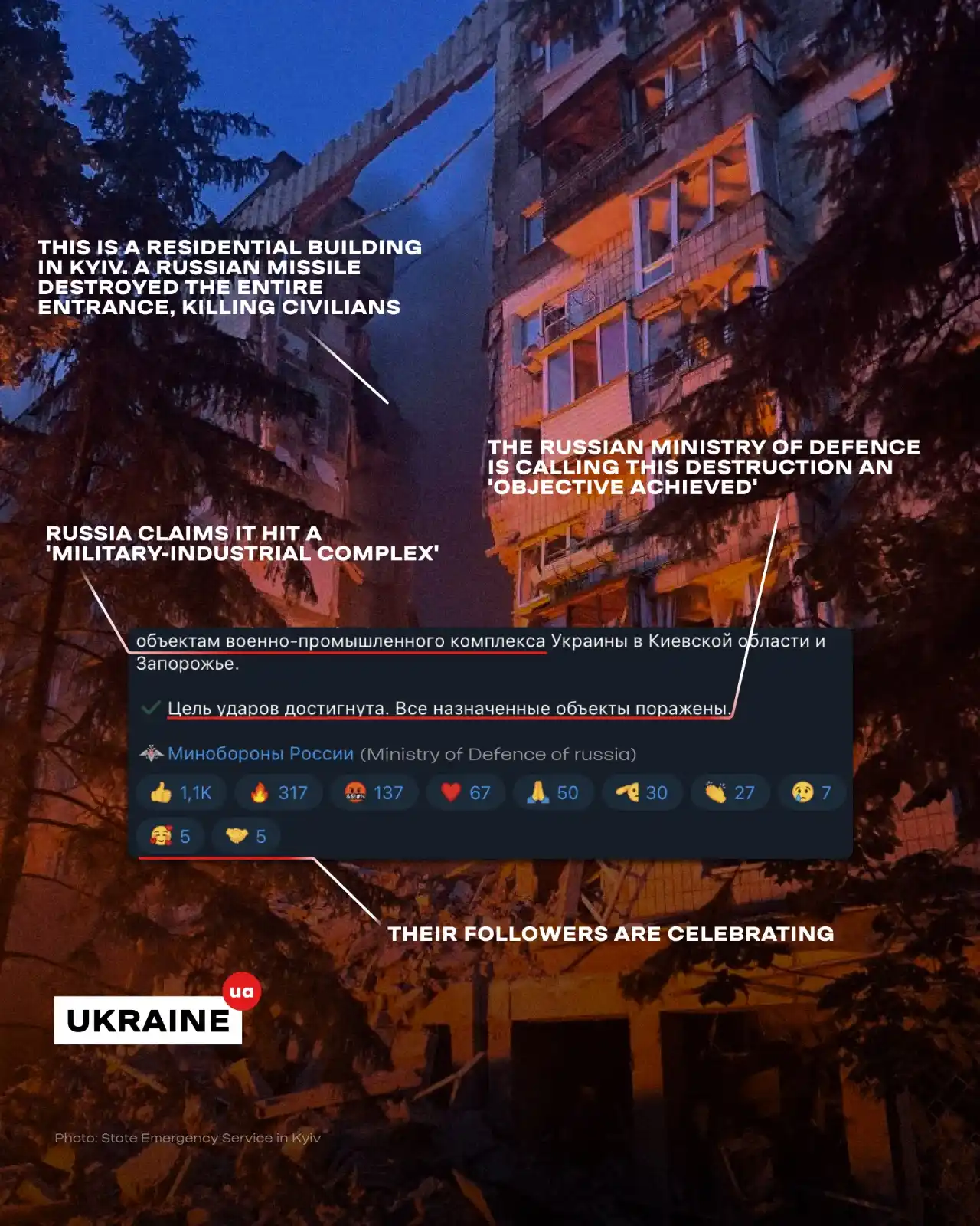 Image from Ukraine.ua: While Ukrainian rescuers search for survivors after Russia's massive a...