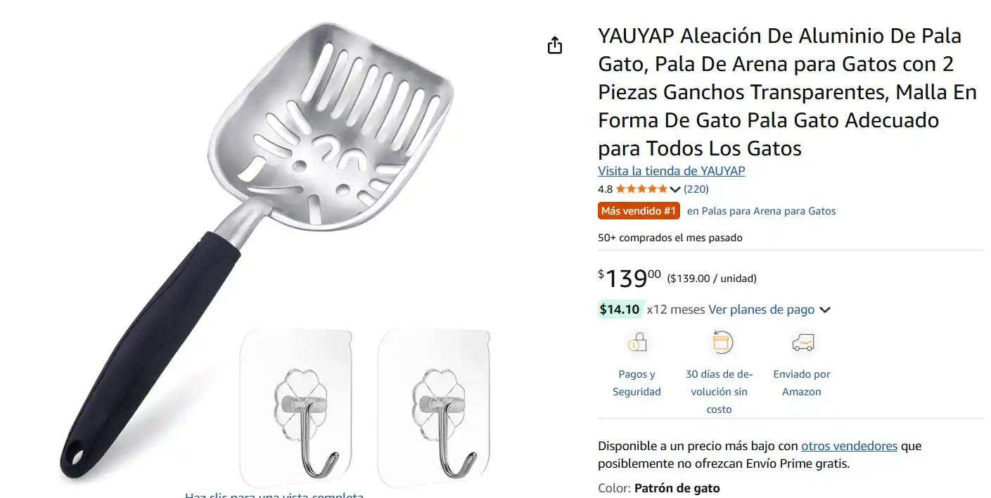 Image from Ofertas Mercado Libre: YAUYAP Aleación De Aluminio De Pala Gato, Pala De Arena para Gatos con...