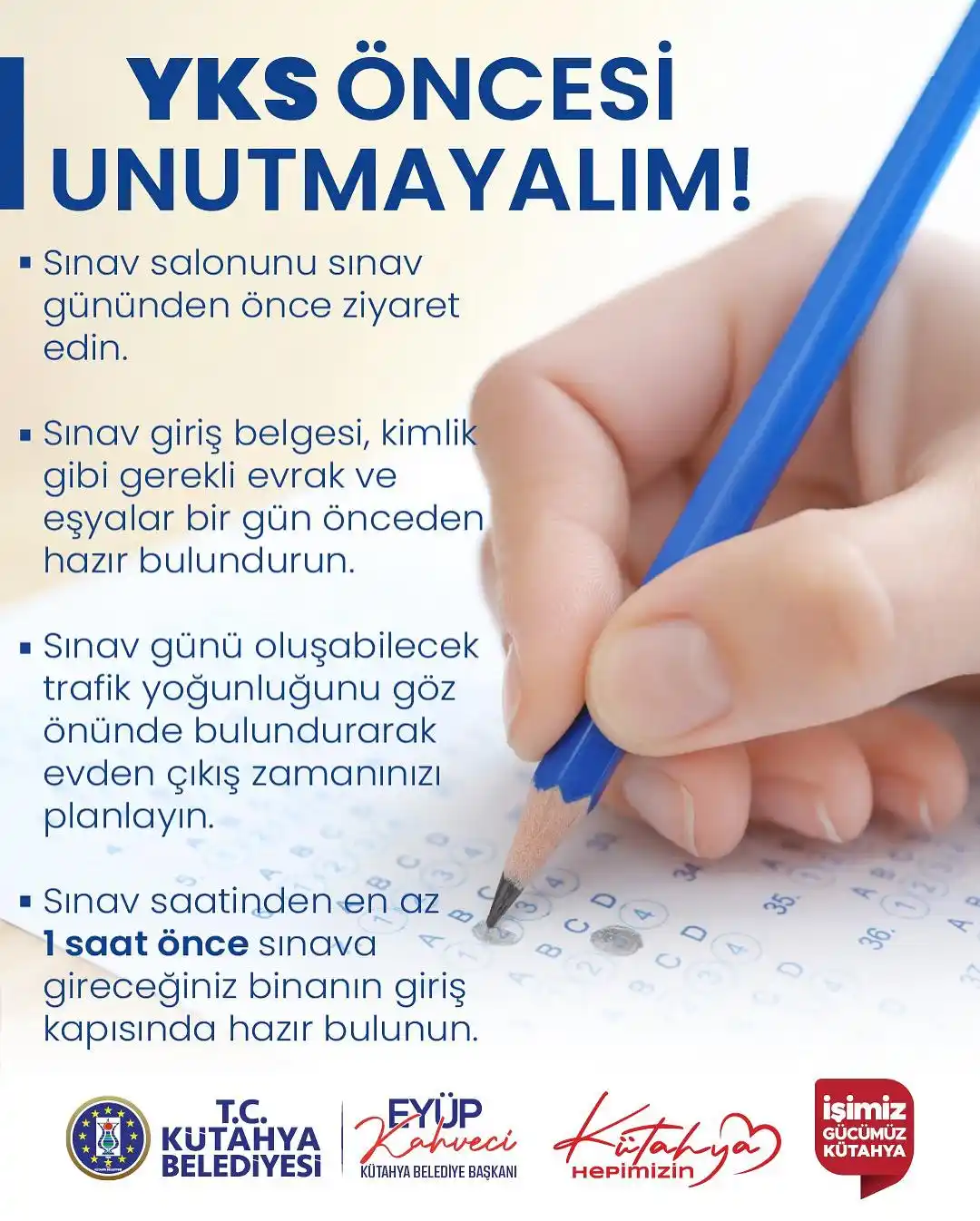 Image from T.C. Kütahya Belediyesi: 📢 Yükseköğretim Kurumları Sınavı'na Girecek Öğrencilerimizin Dikkatin...