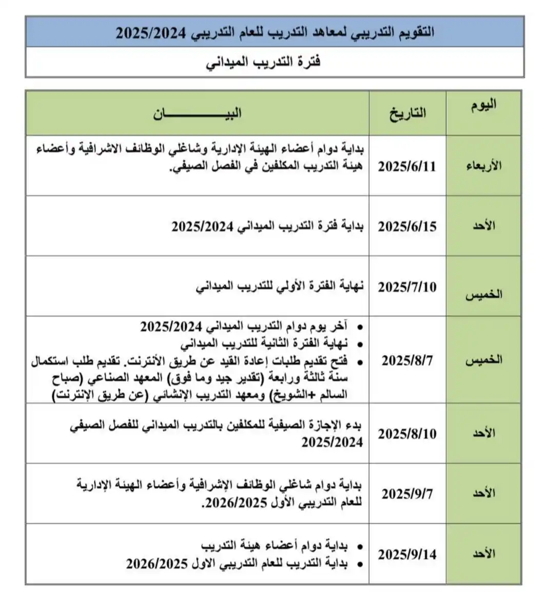 Image from طلبة نيوز: التقويم لفتره الميداني للمعاهد...