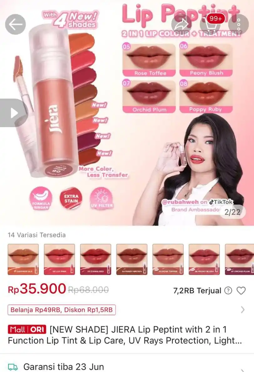 Image from shopee finds #barangmurah🎀: Cepettt liptint jieraaaaa https://s.shopee.co.id/3LFFit2P6J...