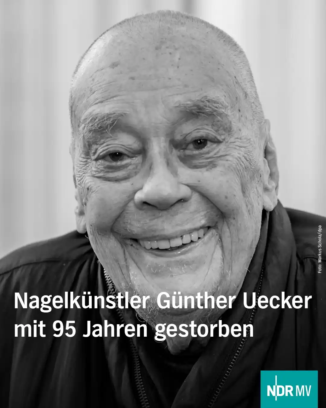 Image from NDR MV Nachrichten: *Der Maler und Objektkünstler Günther Uecker ist tot.* Uecker starb am...