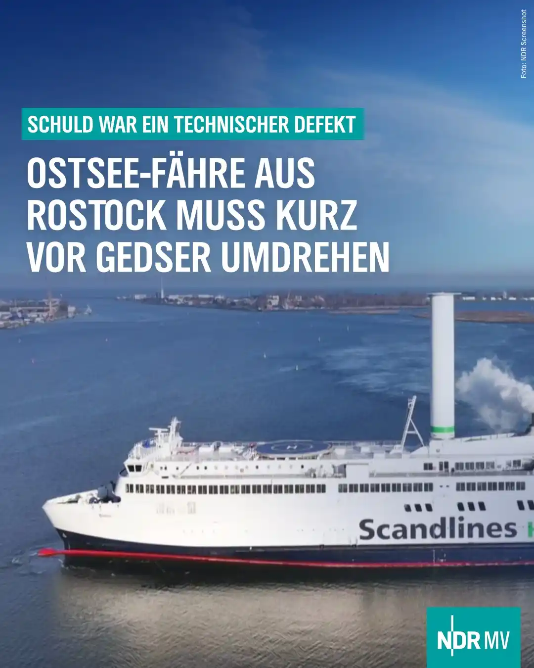 Image from NDR MV Nachrichten: 👉🏻 Die Ostsee-Fähre "Berlin" musste auf dem Weg von Rostock ins däni...