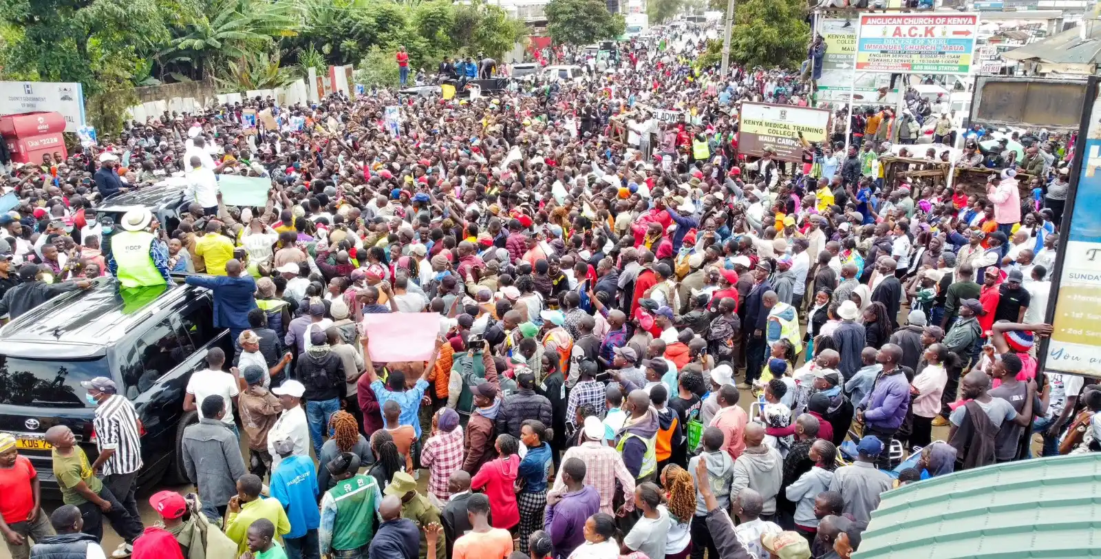 Image from Kenyans.co.ke: Former DP Gachagua holds a rally in Maua town in Meru County...