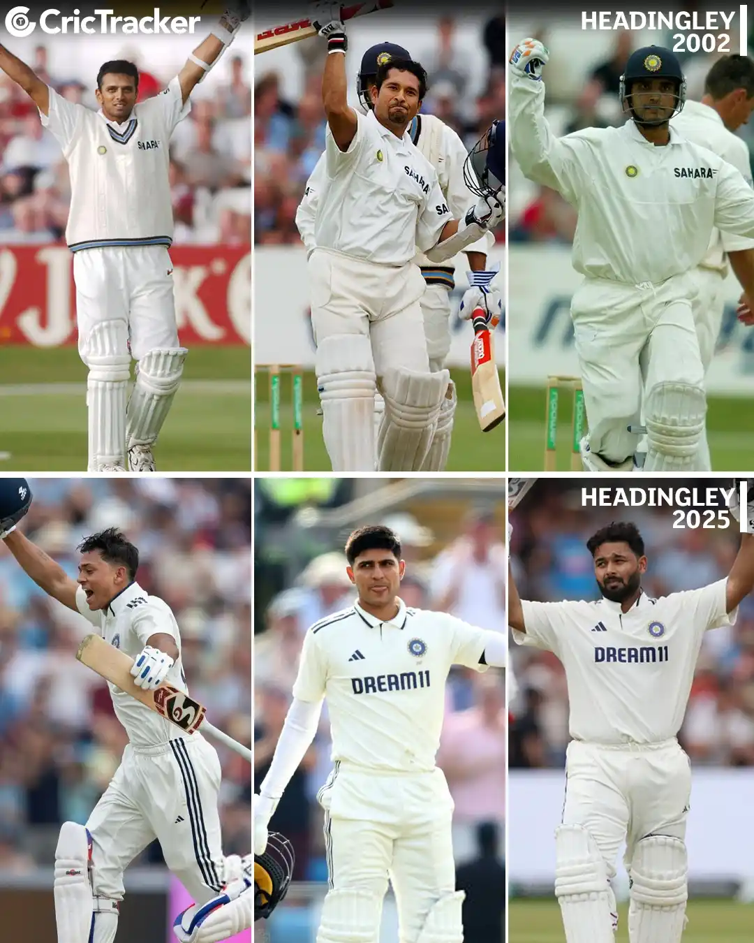 Image from CricTracker: History repeats at Headingley! Three Indian batters scored centuries ...