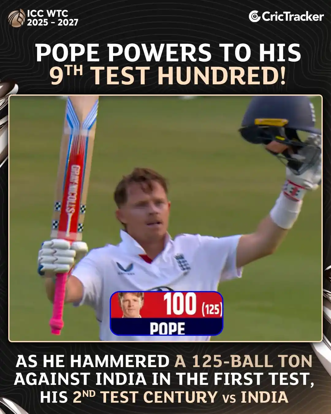Image from CricTracker: Masterclass from Ollie Pope 💯 📸: Jio Hotstar...