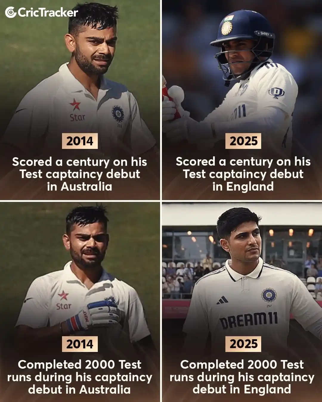 Image from CricTracker: Shubman Gill mirrors Virat Kohli’s iconic captaincy debut! 💥...
