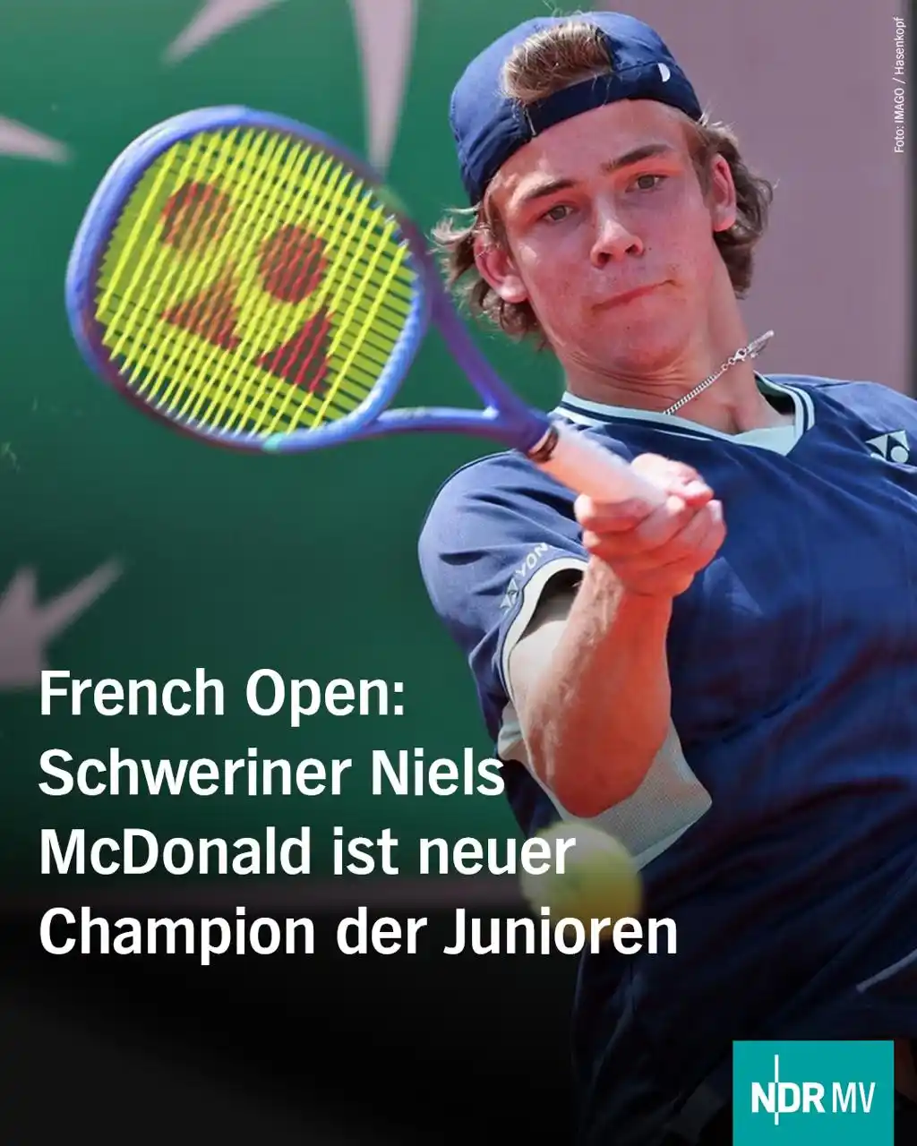 Image from NDR MV Nachrichten: Wie krass ist das denn?! Das Schweriner Tennis-Toptalent Niels McDonal...
