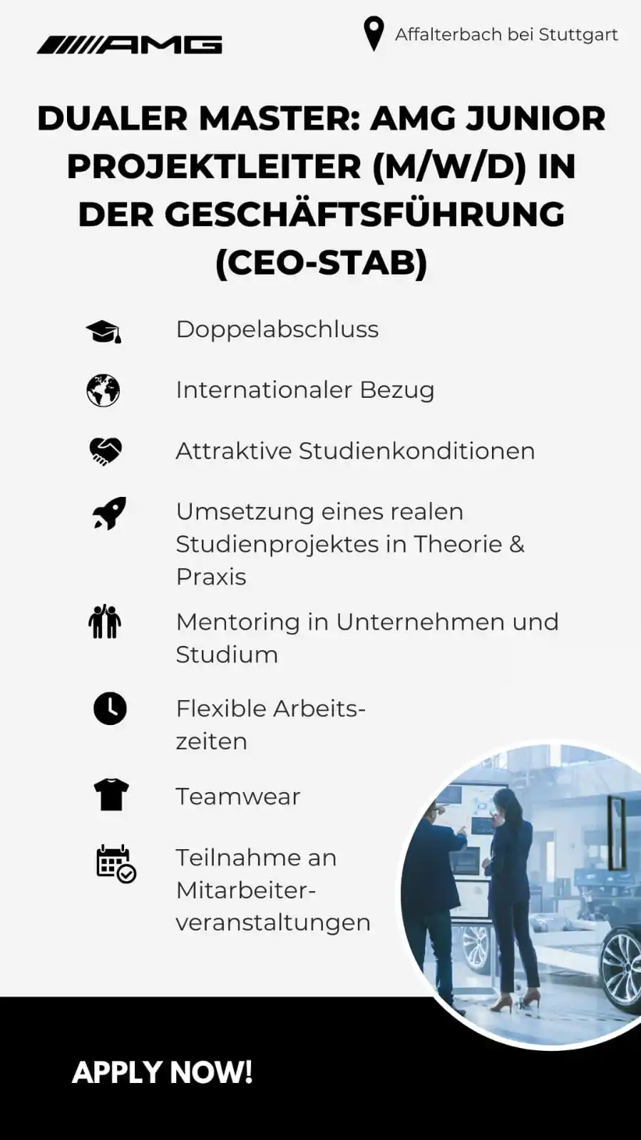 Image from Talent meets Career 🚀 @SAPHIR: 📢🆕 Wir haben zwei neue Stellen bei AMG als dualer Master: - AMG Jun...