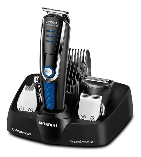 Image from TECNAN OFERTAS: 💥 Aparador de Pelos Super Groom 10 Mondial BG-03 – Preto/Azul  🤑 R$ ...