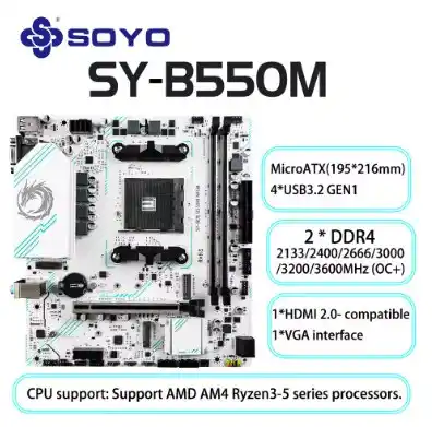 Image from TECNAN OFERTAS: 💥 B550M SOYO Branca – PCIe 4.0, 2x NVMe, ARGB 🔥  🤑 R$ 407 + 665 Moe...