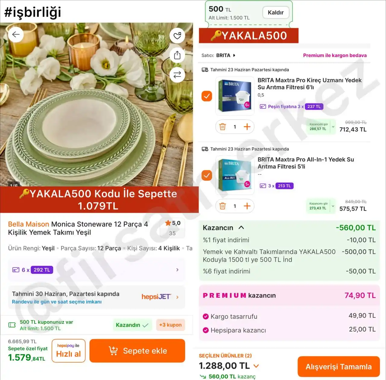 Image from İndirim Fırsat Merkezi: 🔥Bella Maison Monica Stoneware 12 Parça 4 Kişilik Yemek Takımı Yeşil ...