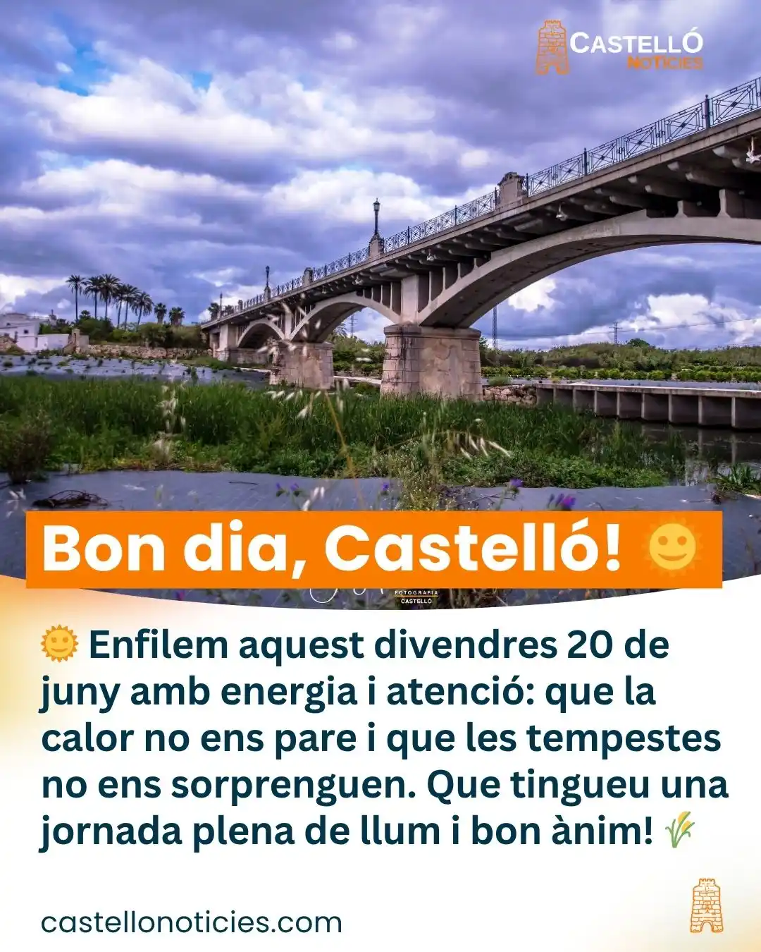 Image from InfoCastelló: 🌞 *Bon dia, Castelló!* Enfilem aquest *divendres 20 de juny* amb ener...