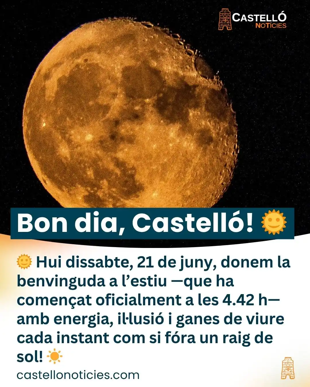 Image from InfoCastelló: 🌞 *Bon dia, Castelló! Hui dissabte, 21 de juny* , donem la *benvingud...