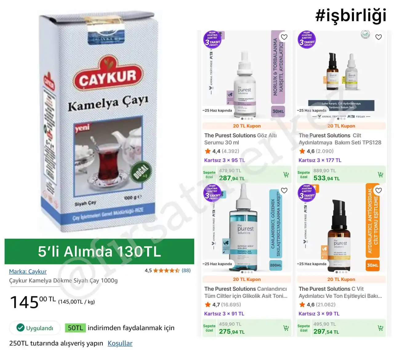 Image from İndirim Fırsat Merkezi: 🔥Çaykur Kamelya Dökme Siyah Çay 1000Gr ✅145TL - 5’li Alımda Prime Ü...