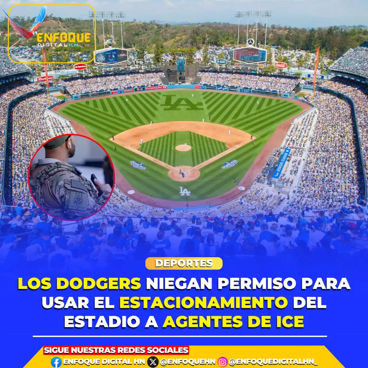 Image from Enfoque Digital HN: Deportes ⚾️ || Agentes de Inmigración y Control de Aduanas (ICE) fuero...