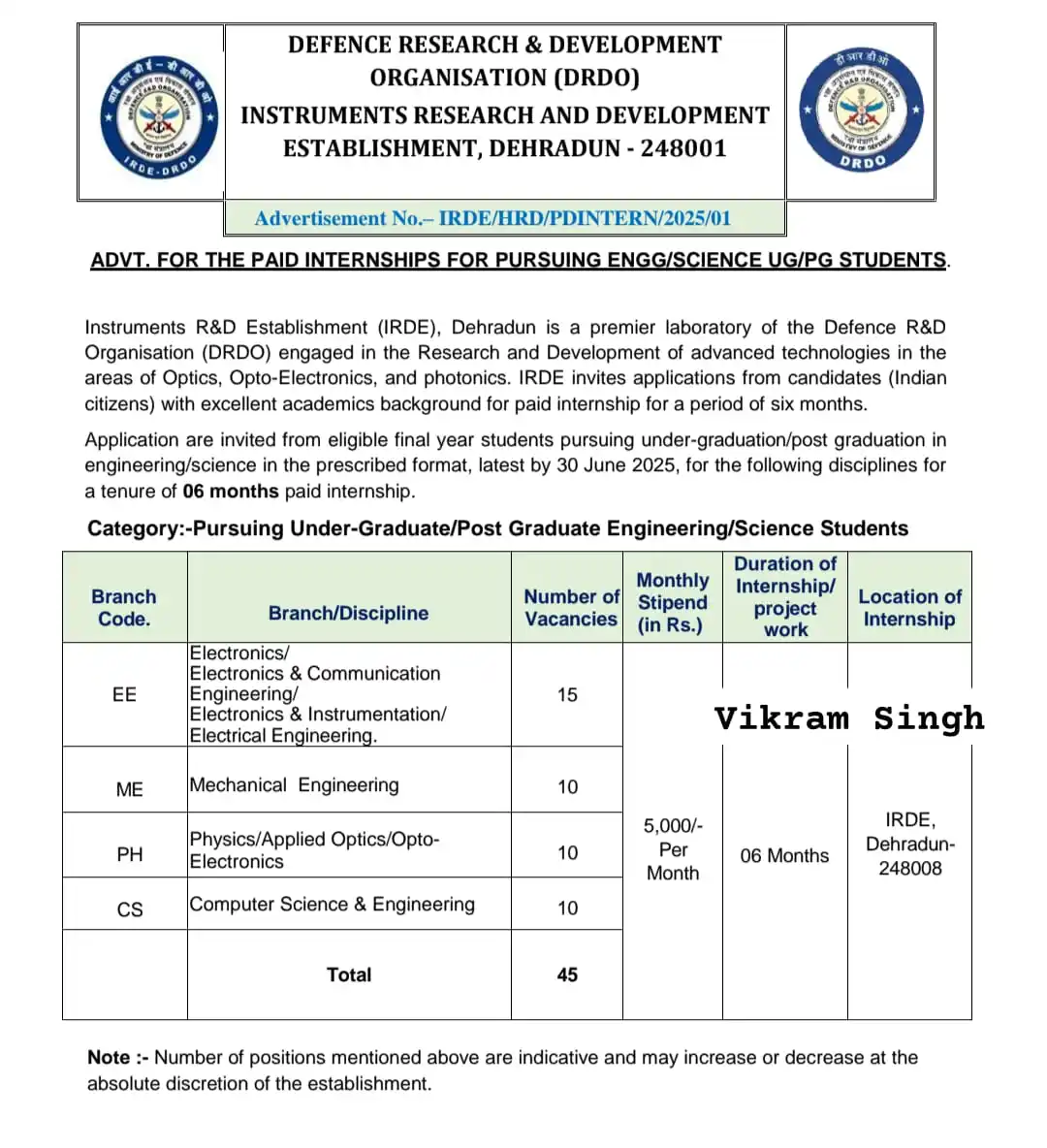 Image from Physics Jobs UG PG PHD Intership Project Workshop: DRDO Intership https://www.drdo.gov.in/drdo/sites/default/files/care...