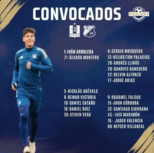 Image from Millos Manía 💙Ⓜ️🏆: 🔥💙🤍¡Estos son los jugadores convocados, para visitar al Once Caldas...