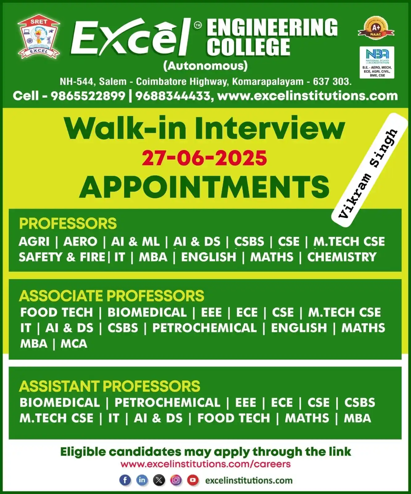 Image from Physics Jobs UG PG PHD Intership Project Workshop: 🎓 *Excel Engineering College (Autonomous)* – Komarapalayam 📣 *Walk-i...
