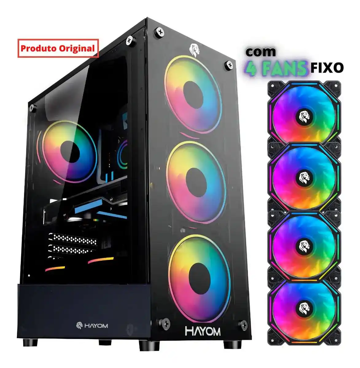 Image from TECNAN OFERTAS: 💥 Gabinete Gamer GB1790 Hayom | 4 Fans RGB | Micro-ATX | Vidro Temper...