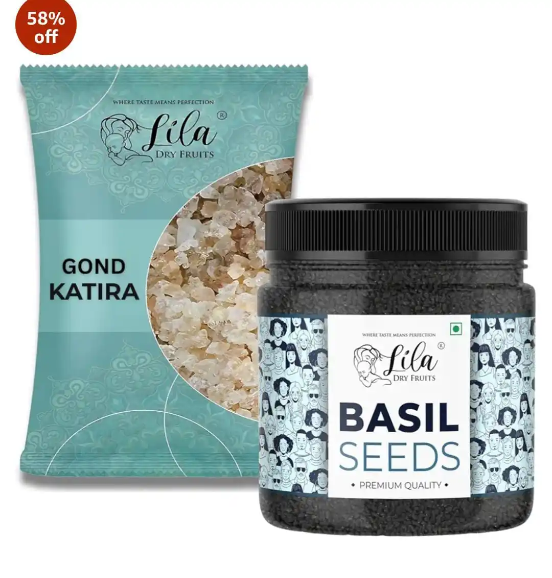 Image from Great Deals Hub PRO: GRAB : Gond Katira & Basil Seeds Combo (500g x 2) @499. https://amzn....