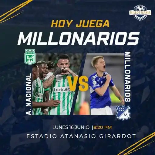 Image from Millos Manía 💙Ⓜ️🏆: 🔵⚽ ¡HOY JUEGA EL EMBAJADOR! Millonarios visita a Nacional en Medellí...