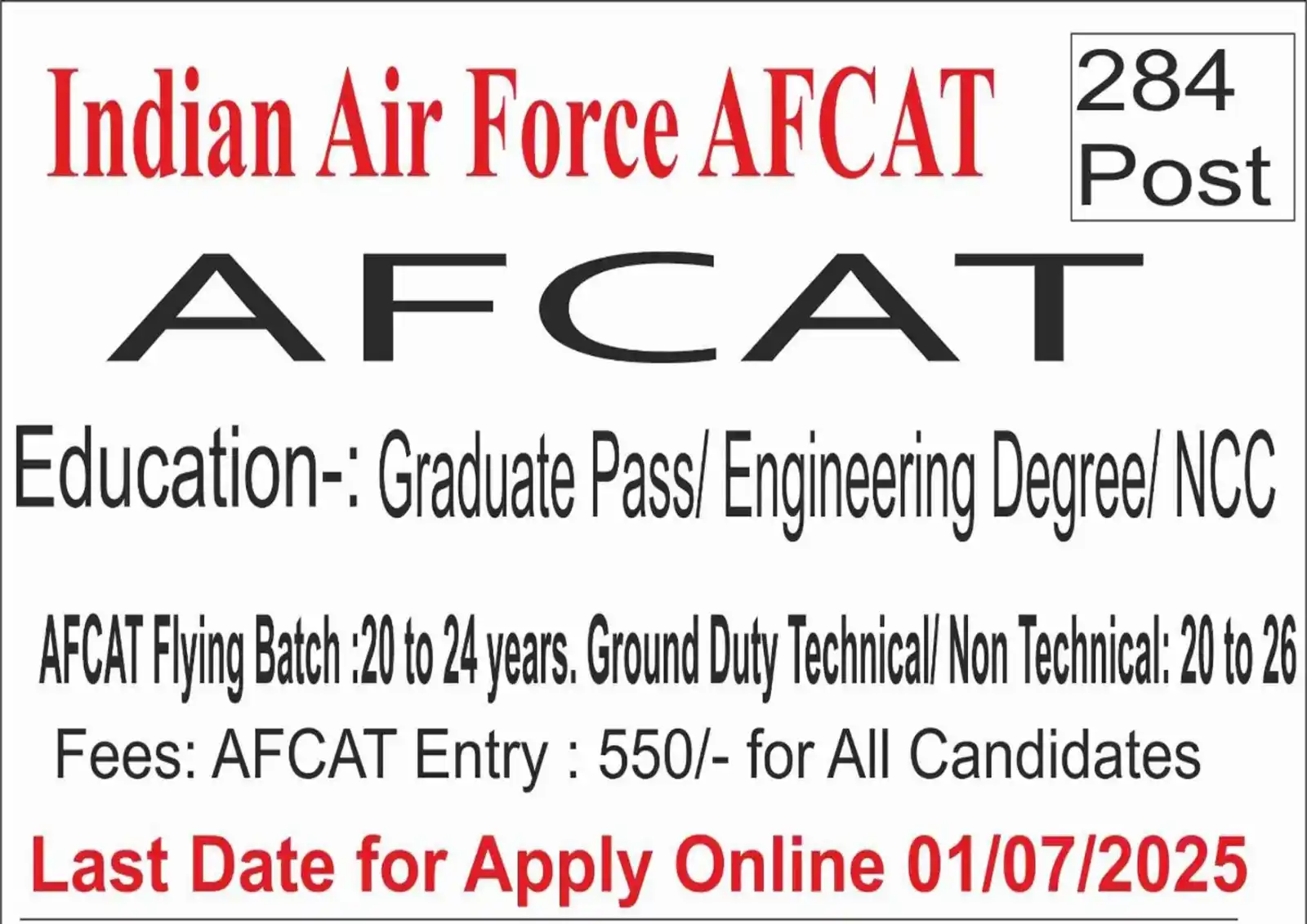 Image from SarkariJobPortal GovtJobs Bank Teaching Railway Police Army SSC Railway UPSC Haryana Job Bihar Job: indian air force afcat...