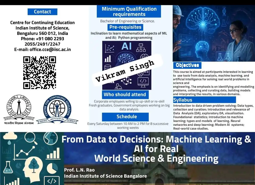 Image from Physics Jobs UG PG PHD Intership Project Workshop: Join the Online Course on "From Data to Decisions - Machine Learning &...