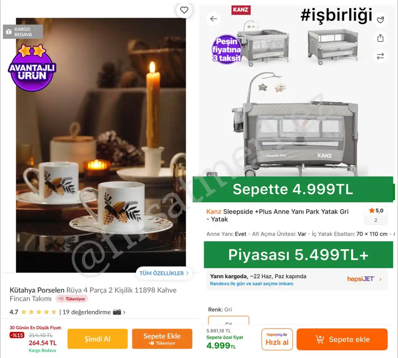 Image from İndirim Fırsat Merkezi: 🔥Kütahya Porselen Rüya 4 Parça 2 Kişilik Fincan Takımı  ✅264TL’ye Düş...