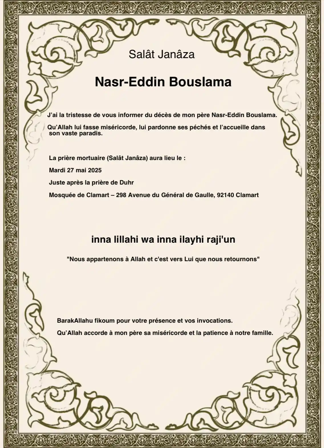 AMC Mosquée de Clamart post