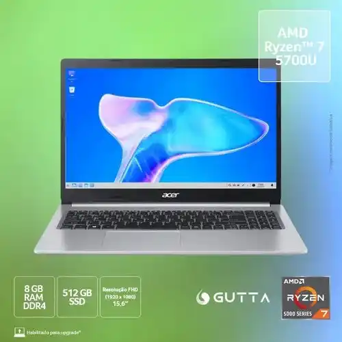Image from TECNAN OFERTAS: 💥 Notebook Acer Aspire 5 – Ryzen 7 5700U | 8GB RAM | 256GB SSD | Tela...