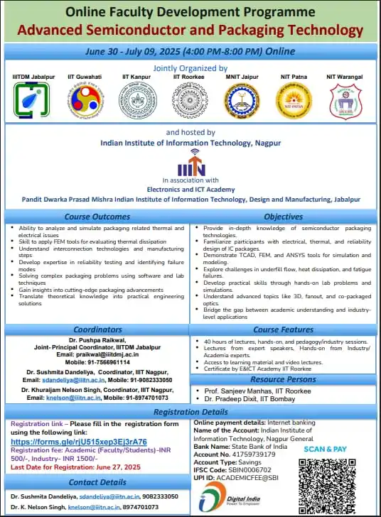 Image from Physics Jobs UG PG PHD Intership Project Workshop: Online FDP on Advanced Semiconductor and Packaging Technology https:/...