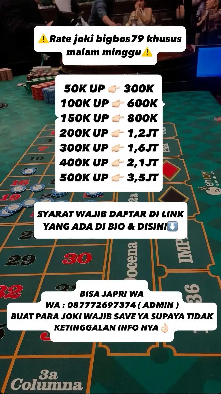 Image from Group_ParaBos$: ⚠️OPEN JOKI BOS BUAT KALIAN⚠️ Daftar VIP : http://bigbos79.xyz/aaae K...