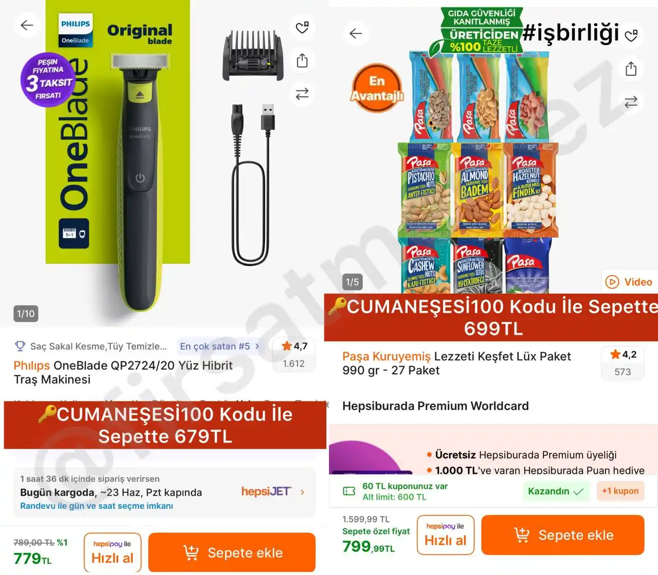 Image from İndirim Fırsat Merkezi: 🔥Philips Oneblade Yüz Hibrit Traş Makinesi 🔑CUMANEŞESİ100 Kodu İle...