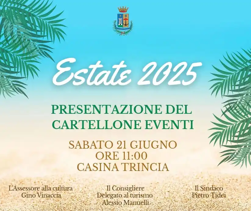 Image from Comune di Santa Marinella: Prevista per sabato 21 giugno alle ore 11:00 presso la Casina Trincia,...