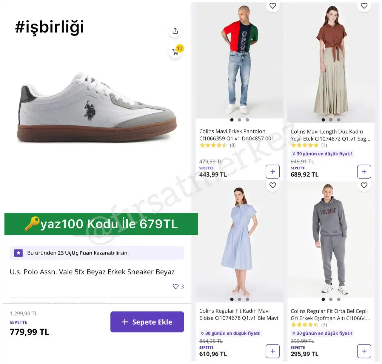 Image from İndirim Fırsat Merkezi: 🔥U.S. Polo Assn. 5fx Beyaz Erkek Sneaker ✅yaz100 Kodu İle 679TL’ye ...