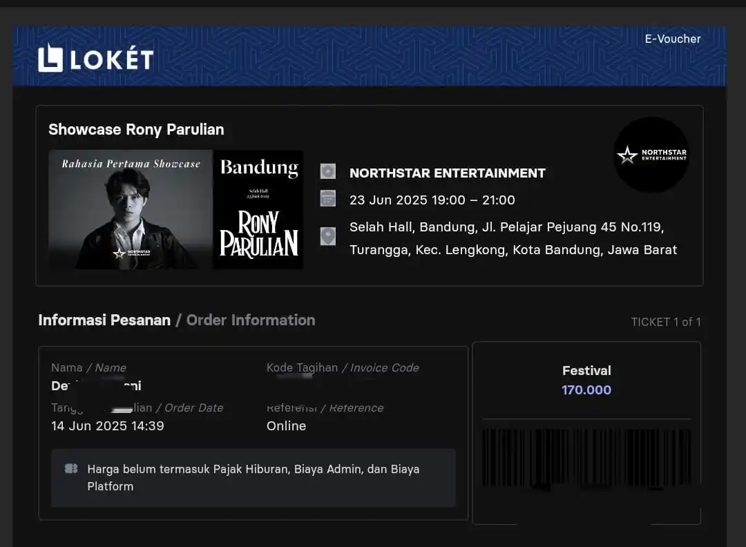 Image from lambeticha: wts tiket showcase rony ganteng parulian di bandung. klo ada yg minat ...