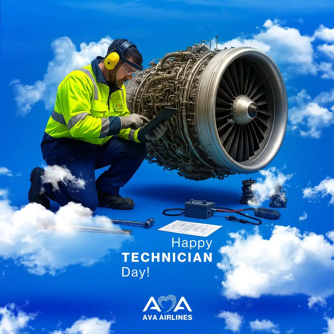 Image from هواپیمایی آوا | AVA Airlines: ۲۴ می؛ روز جهانی تکنسین‌های تعمیر و نگهداری هواپیما گرامی باد. ✈️🔧 ای...