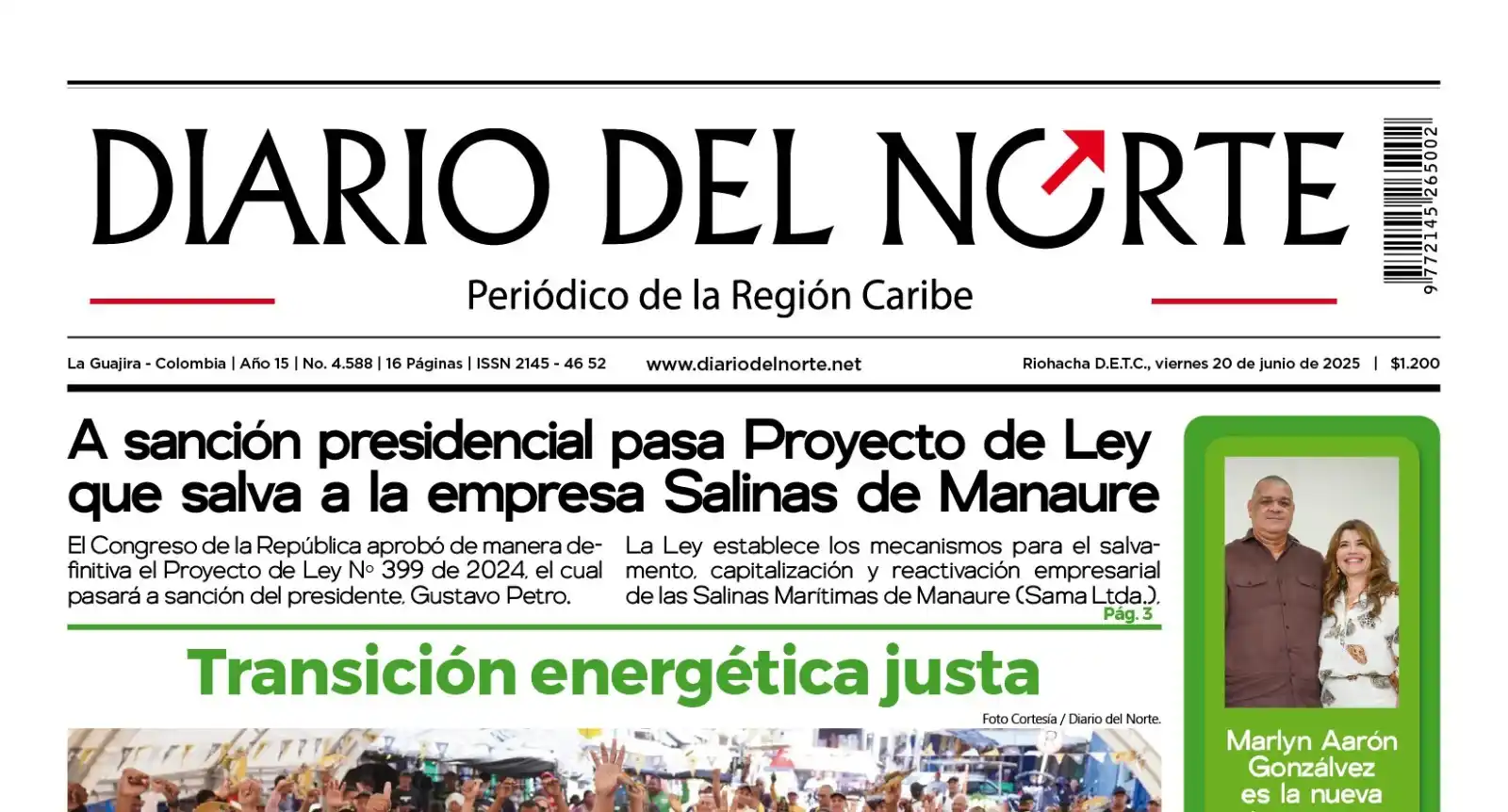Image from Diario del Norte: ¡Buenos días!  Les compartimos nuestra edición de hoy viernes 20 de ju...