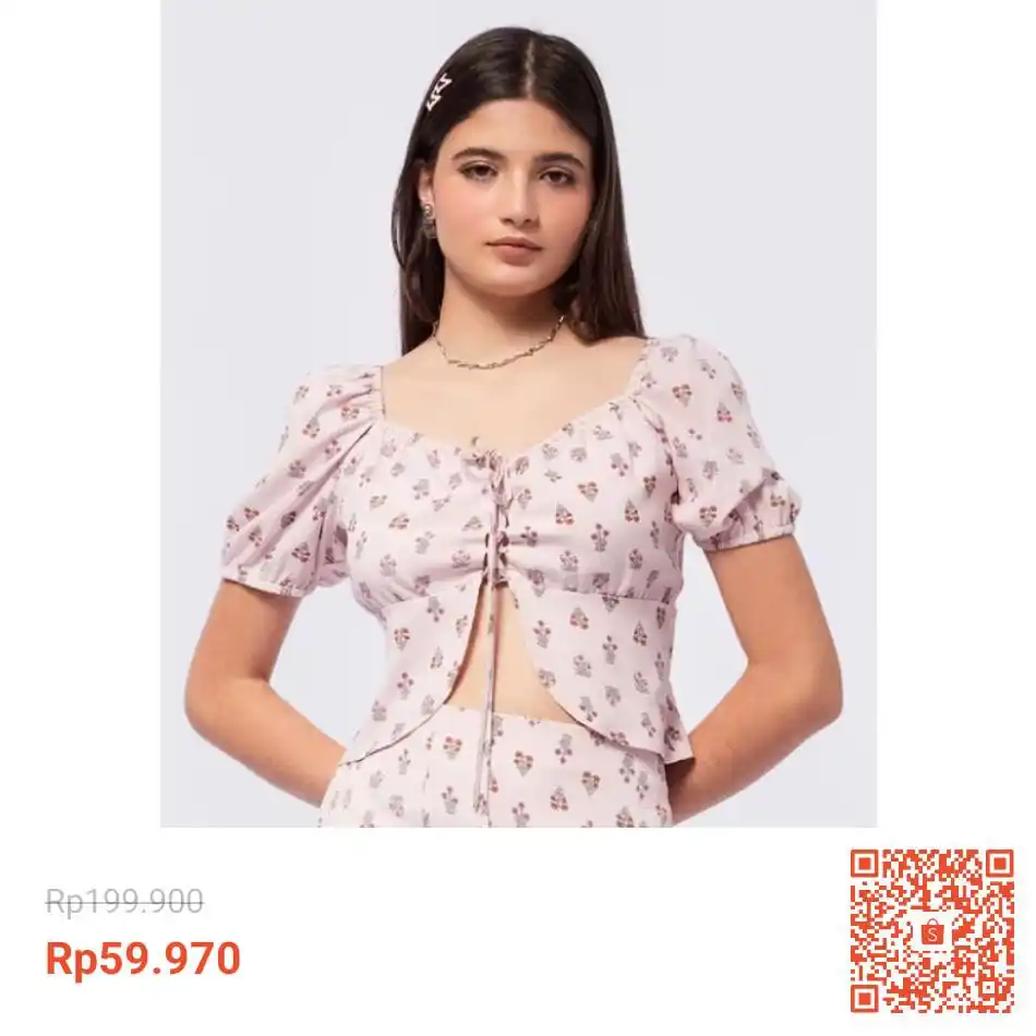 Image from Racun Shopee (Papa Shopee): COLORBOX Flower Printed Short Sleeve Blouse Pink https://s.shopee.c...