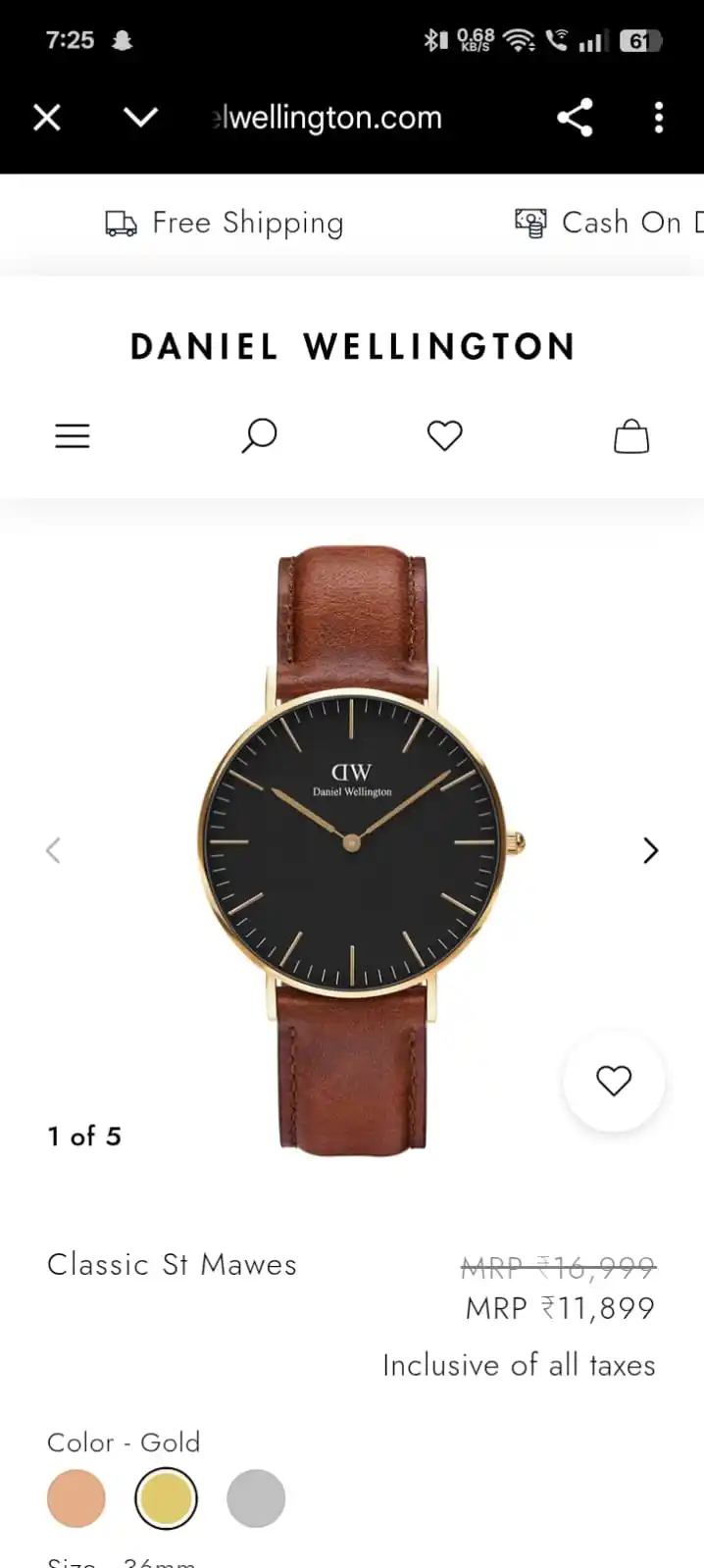 Image from Aaimz Enterprises: Daniel Wellington Size : 36mm MRP : 17000 Offer Price : 2000 For Onl...